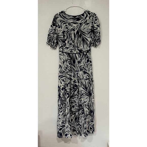 BA&SH Calas Abstract Print Midi Lady Dress Black and White Boho Size Small - Picture 6 of 12